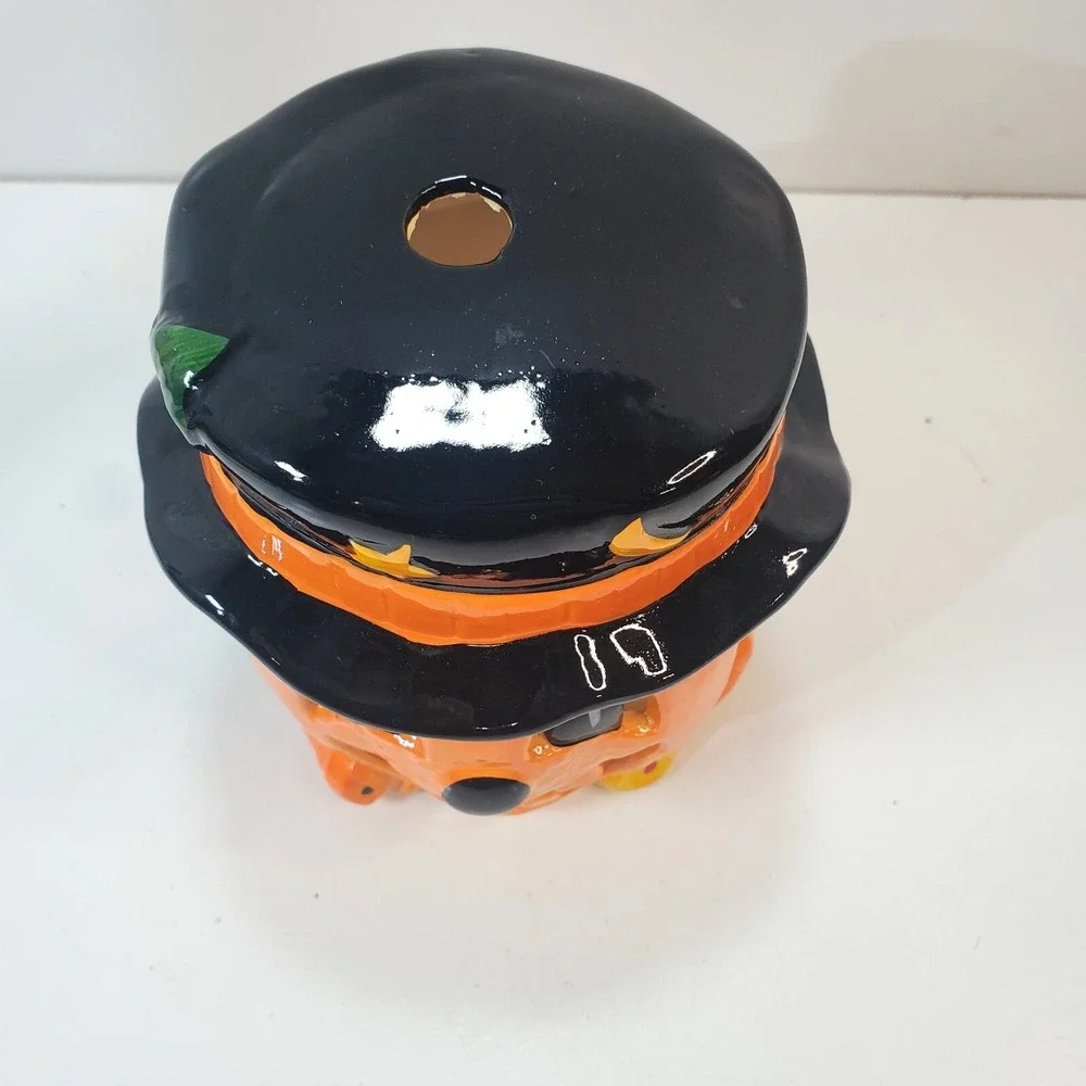 Vintage 1988 Brinn's Halloween Jack O Lantern Ceramic Tea Light Holder Taiwan